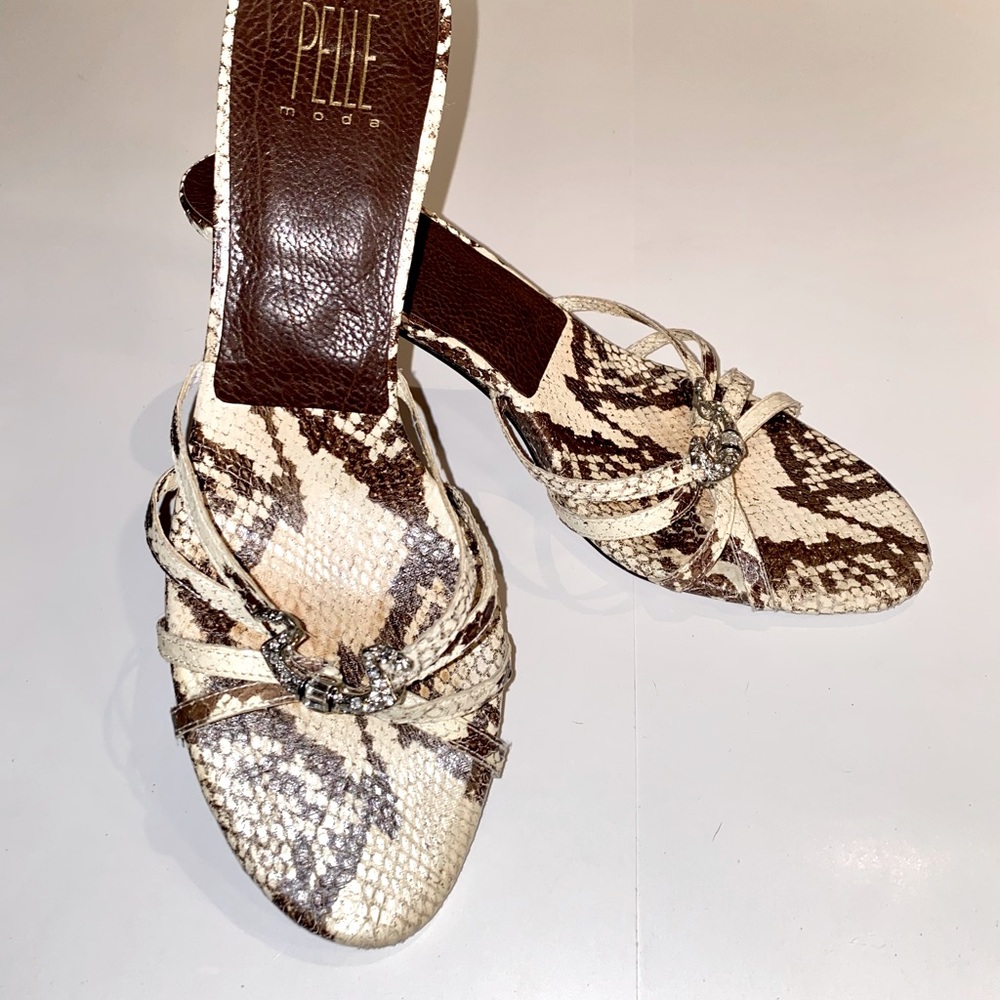 Pelle Moda "Vapor" Brown/Beige Python Slide/Heels